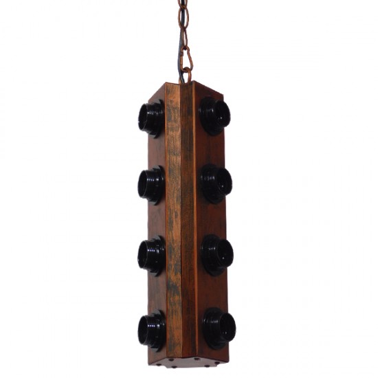 GloboStar® MORGAN 01102 Vintage Industrial Κρεμαστό Φωτιστικό Οροφής Πολύφωτο Καφέ Σκουριά Μεταλλικό Φ14 x Y43cm