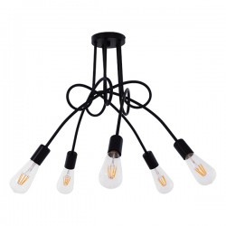 GloboStar® PAULELI 01127 Μοντέρνο Industrial Φωτιστικό Οροφής Πολύφωτο Μαύρο Μεταλλικό Φ58 x Y45cm