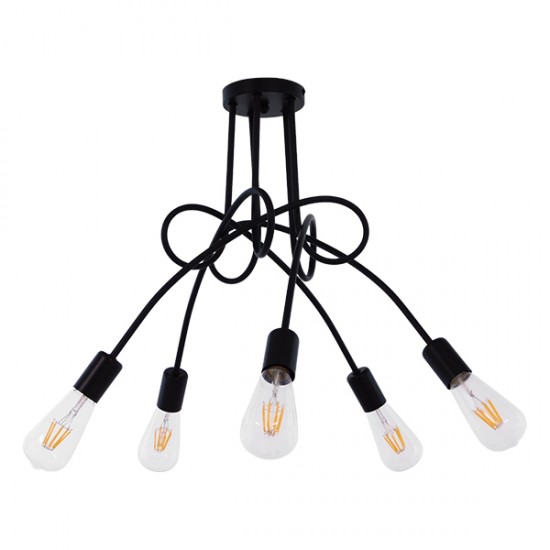 GloboStar® PAULELI 01127 Μοντέρνο Industrial Φωτιστικό Οροφής Πολύφωτο Μαύρο Μεταλλικό Φ58 x Y45cm