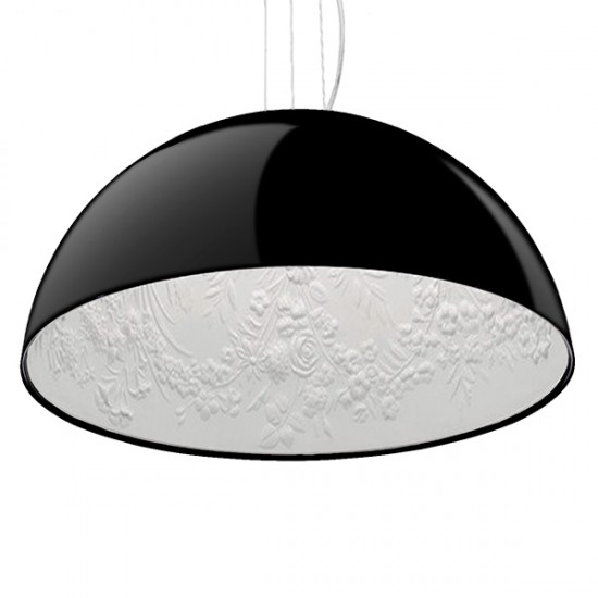 GloboStar® SERENIA BLACK 01151 Μοντέρνο Κρεμαστό Φωτιστικό Οροφής Μονόφωτο 1 x E27 AC220-240V - Φ40 x Υ20cm - Μαύρο Γύψινο Καμπάνα - 5 Χρόνια Εγγύηση