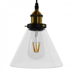 GloboStar® WICKHAM 01169 Vintage Κρεμαστό Φωτιστικό Οροφής Μονόφωτο 1 x E27 Γυάλινο Καμπάνα Φ18 x Y20cm