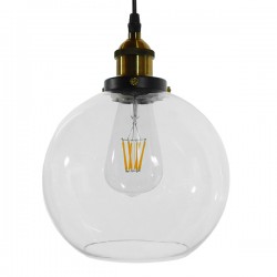 GloboStar® WICKHAM 01170 Vintage Κρεμαστό Φωτιστικό Οροφής Μονόφωτο 1 x E27 Γυάλινο Καμπάνα Φ18 x Y25cm