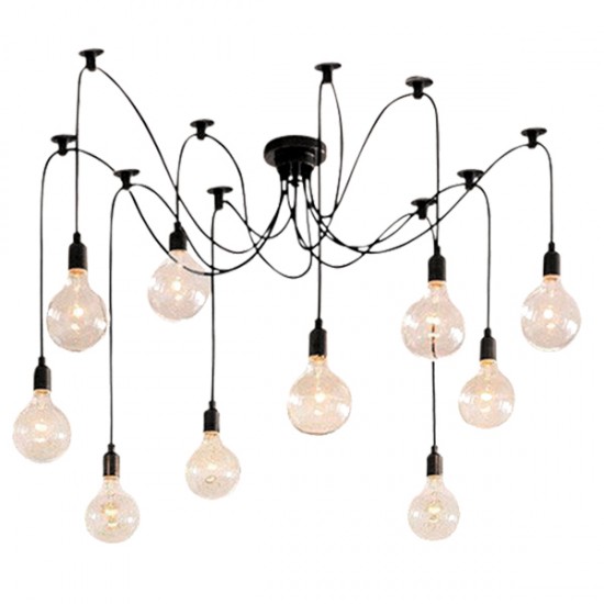 GloboStar® WIRED 01173 Vintage Φωτιστικό Οροφής Πολύφωτο Μαύρο