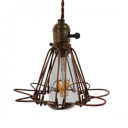 GloboStar® FLOWER IRON RUST 01180 Vintage Industrial Κρεμαστό Φωτιστικό Οροφής Μονόφωτο 1 x E27 AC220-240V - Φ10 x Υ20cm - Καφέ Σκουριά Μεταλλικό Πλέγμα - 5 Χρόνια Εγγύηση