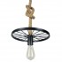 GloboStar® VELO 01185 Vintage Industrial Κρεμαστό Φωτιστικό Οροφής Μονόφωτο 1 x E27 Μαύρο Μεταλλικό Πλέγμα με Μπεζ Σχοινί Φ30 x Y16cm
