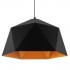GloboStar® HEXAGON 01195 Μοντέρνο Κρεμαστό Φωτιστικό Οροφής Μονόφωτο Μαύρο - Χρυσό Μεταλλικό Καμπάνα Φ46 x Y25cm