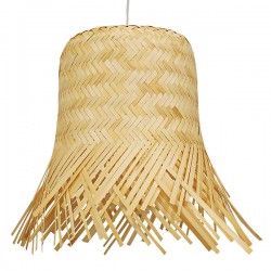 GloboStar® HAWAII 01201 Vintage Κρεμαστό Φωτιστικό Οροφής Μονόφωτο 1 x E27 Μπέζ Ξύλινο Ψάθινο Μπαμπού Φ28 x Y25cm