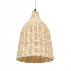 GloboStar® BAHAMAS 01202 Vintage Κρεμαστό Φωτιστικό Οροφής Μονόφωτο 1 x E27 AC220-240V - Φ30 x Υ40cm - Μπεζ Μπαμπού Καμπάνα - 5 Χρόνια Εγγύηση