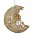 GloboStar® CRESCENT 01222 Vintage Κρεμαστό Φωτιστικό Οροφής Μονόφωτο 1 x E27 Μπεζ Ξύλινο Ψάθινο Rattan Μ30 x Π20 x Υ35cm
