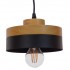 GloboStar® RUHIEL 01233 Μοντέρνο Κρεμαστό Φωτιστικό Οροφής Μονόφωτο 1 x E27 Μαύρο Μεταλλικό με Φυσικό Ξύλο Καμπάνα Φ18 x Y12cm