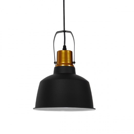 GloboStar® DEVOTA 01235 Vintage Industrial Κρεμαστό Φωτιστικό Οροφής Μονόφωτο 1 x E27 AC220-240V IP20 - Φ22 x Υ30cm - Μαύρο Μεταλλικό Καμπάνα - 5 Χρόνια Εγγύηση