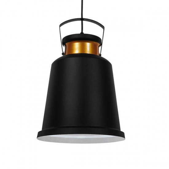 GloboStar® NUNZIATA 01236 Vintage Industrial Κρεμαστό Φωτιστικό Οροφής Μονόφωτο 1 x E27 AC220-240V IP20 - Φ26 x Υ40cm - Μαύρο Μεταλλικό Καμπάνα - 5 Χρόνια Εγγύηση