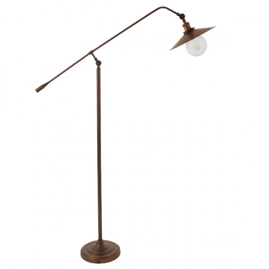 GloboStar® SILENE 01243 Vintage Φωτιστικό Δαπέδου Μονόφωτο 1 x E27 Χάλκινο Μεταλλικό Καμπάνα D30 x H194cm