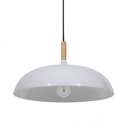 GloboStar® VALLETE WHITE 01256 Μοντέρνο Κρεμαστό Φωτιστικό Οροφής Μονόφωτο 1 x E27 Λευκό Μεταλλικό Καμπάνα Φ45 x Y27cm