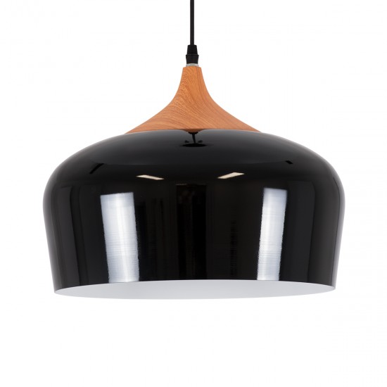 GloboStar® VILI BLACK 01261 Μοντέρνο Κρεμαστό Φωτιστικό Οροφής Μονόφωτο 1 x E27 Μαύρο Μεταλλικό Καμπάνα Φ35 x Y27cm