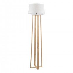 GloboStar® TOWER 01264 Μοντέρνο Φωτιστικό Δαπέδου Μονόφωτο 1 x E27 Μπεζ Ξύλινο Καμπάνα D40 x H166cm