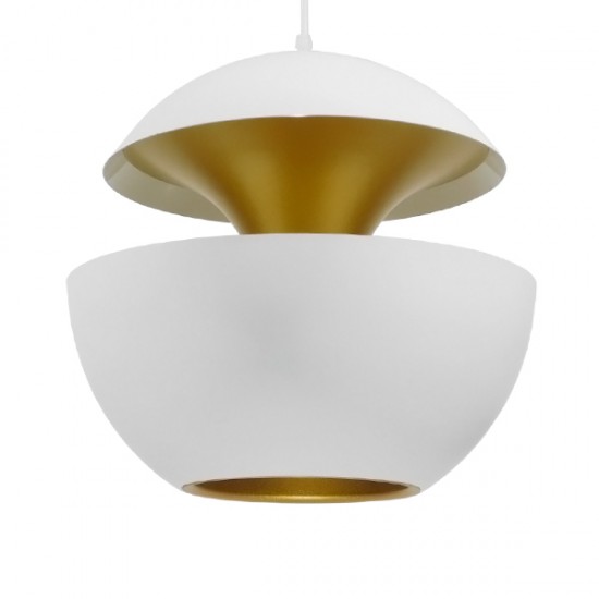 GloboStar® SEVILLE WHITE 01268 Μοντέρνο Κρεμαστό Φωτιστικό Οροφής Μονόφωτο 1 x E27 AC220-240V IP20 - Φ35 x Υ35cm - Λευκό Μεταλλικό Φιγούρα - 5 Χρόνια Εγγύηση