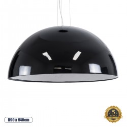 GloboStar® SERENIA BLACK 01272 Μοντέρνο Κρεμαστό Φωτιστικό Οροφής Μονόφωτο 1 x E27 AC220-240V IP20 - Φ90 x Υ40cm - Μαύρο Γύψινο Καμπάνα - 5 Χρόνια Εγγύηση