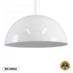 GloboStar® SERENIA WHITE 01273 Μοντέρνο Κρεμαστό Φωτιστικό Οροφής Μονόφωτο 1 x E27 AC220-240V IP20 - Φ90 x Υ40cm - Λευκό Γύψινο Καμπάνα - 5 Χρόνια Εγγύηση