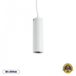 GloboStar® CANNON WHITE 01274 Μοντέρνο Κρεμαστό Φωτιστικό Οροφής Spot Μονόφωτο 1 x GU10 AC220-240V IP20 - Φ6 x Υ20cm - Λευκό Μεταλλικό Σποτ - 5 Χρόνια Εγγύηση
