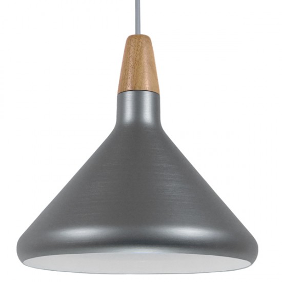 GloboStar® FELICITA 01277 Μοντέρνο Κρεμαστό Φωτιστικό Οροφής Μονόφωτο 1 x E27 AC220-240V IP20 - Φ30 x Υ25cm - Ασημί Μεταλλικό Καμπάνα - 5 Χρόνια Εγγύηση