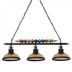 GloboStar® BILLIARD SERIES 01280 Vintage Industrial Κρεμαστό Φωτιστικό Οροφής Τρίφωτο 3 x E27 Mαύρο Μεταλλικό Μ96 x Π25 x Υ30cm