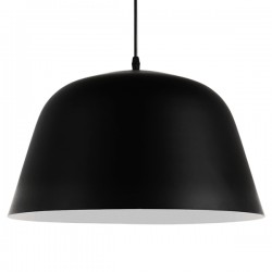 GloboStar® UPVALE 01281 Μοντέρνο Κρεμαστό Φωτιστικό Οροφής Μονόφωτο 1 x E27 Μαύρο Μεταλλικό Καμπάνα Φ40 x Y24cm