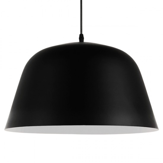 GloboStar® UPVALE 01281 Μοντέρνο Κρεμαστό Φωτιστικό Οροφής Μονόφωτο 1 x E27 Μαύρο Μεταλλικό Καμπάνα Φ40 x Y24cm