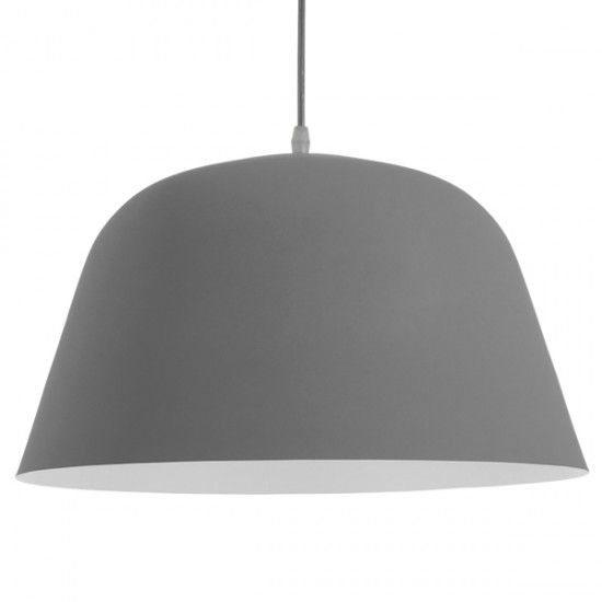 GloboStar® UPVALE 01282 Μοντέρνο Κρεμαστό Φωτιστικό Οροφής Μονόφωτο 1 x E27 Γκρί  Μεταλλικό Καμπάνα Φ40 x Y24cm