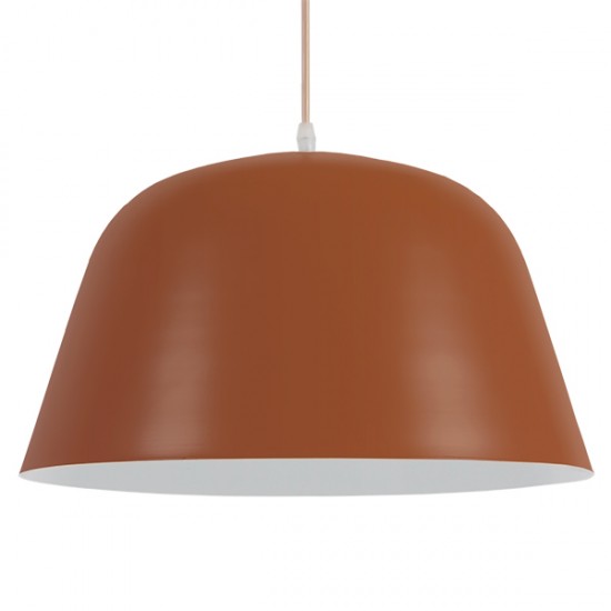 GloboStar® UPVALE 01283 Μοντέρνο Κρεμαστό Φωτιστικό Οροφής Μονόφωτο 1 x E27 Πορτοκαλί Μεταλλικό Καμπάνα Φ40 x Y24cm