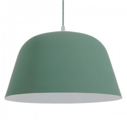 GloboStar® UPVALE 01285 Μοντέρνο Κρεμαστό Φωτιστικό Οροφής Μονόφωτο 1 x E27 Γκρι Πράσινο Μεταλλικό Καμπάνα Φ40 x Y24cm