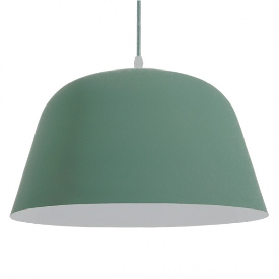 GloboStar® UPVALE 01285 Μοντέρνο Κρεμαστό Φωτιστικό Οροφής Μονόφωτο 1 x E27 Γκρι Πράσινο Μεταλλικό Καμπάνα Φ40 x Y24cm