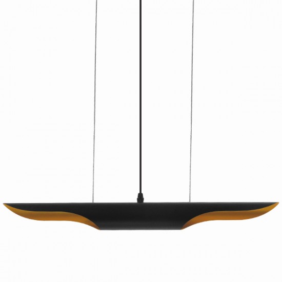 GloboStar® ESTERINA 01304 Μοντέρνο Κρεμαστό Φωτιστικό Οροφής Δίφωτο 2 x E27 Μαύρο - Χρυσό Μεταλλικό Μ60 x Π6 x Υ6cm