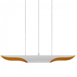 GloboStar® ESTERINA 01305 Μοντέρνο Κρεμαστό Φωτιστικό Οροφής Δίφωτο 2 x E27 Λευκό Χρυσό Μεταλλικό Μ60 x Π6 x Υ6cm