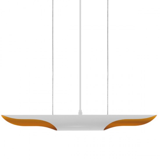 GloboStar® ESTERINA 01305 Μοντέρνο Κρεμαστό Φωτιστικό Οροφής Δίφωτο 2 x E27 Λευκό Χρυσό Μεταλλικό Μ60 x Π6 x Υ6cm
