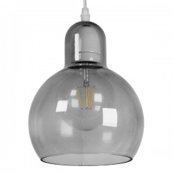 GloboStar® BOSSANOVA 01313 Μοντέρνο Κρεμαστό Φωτιστικό Οροφής Μονόφωτο 1 x E27 Γυάλινο Γκρι Διάφανο Φ18 x Υ23cm