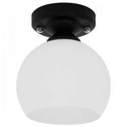 GloboStar® MAURA 01318 Μοντέρνο Φωτιστικό Οροφής Μονόφωτο 1 x E27 Μαύρο με Λευκό Ματ Γυαλί Καμπάνα Φ13 x Y17cm