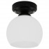 GloboStar® MAURA 01318 Μοντέρνο Φωτιστικό Οροφής Μονόφωτο 1 x E27 Μαύρο με Λευκό Ματ Γυαλί Καμπάνα Φ13 x Y17cm