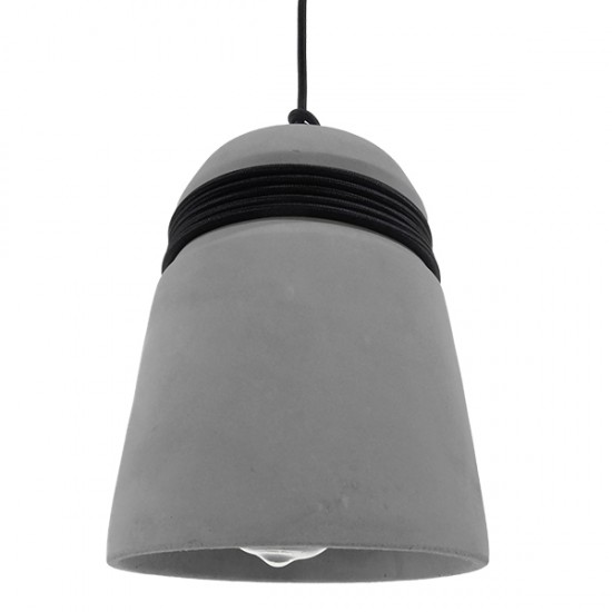 GloboStar® TRIBECA 01320 Μοντέρνο Industrial Κρεμαστό Φωτιστικό Οροφής Μονόφωτο 1 x E27 AC220-240V IP20 - Φ20 x Υ26cm - Γκρι Τσιμέντο Καμπάνα - 5 Χρόνια Εγγύηση