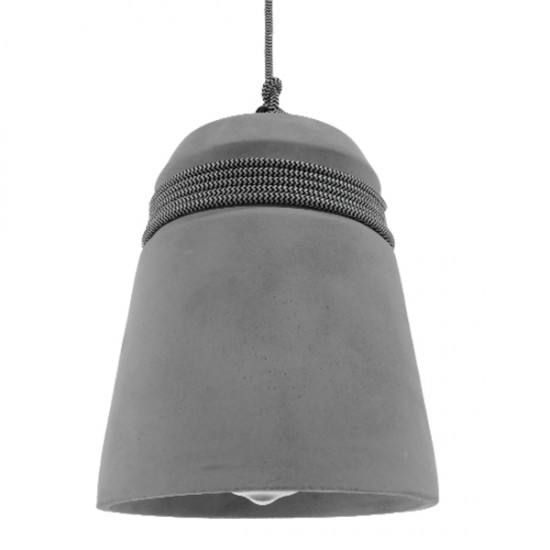 GloboStar® TRIBECA 01321 Μοντέρνο Industrial Κρεμαστό Φωτιστικό Οροφής Μονόφωτο 1 x E27 AC220-240V IP20 - Φ20 x Υ26cm - Γκρι Τσιμέντο Καμπάνα - 5 Χρόνια Εγγύηση
