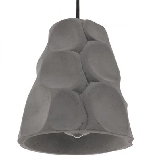 GloboStar® TRIBECA 01327 Μοντέρνο Industrial Κρεμαστό Φωτιστικό Οροφής Μονόφωτο Γκρι Τσιμέντο Καμπάνα Φ18 x Y23cm
