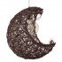 GloboStar® CRESCENT 01330 Vintage Κρεμαστό Φωτιστικό Οροφής Μονόφωτο 1 x E27 Καφέ Σκούρο Ξύλινο Ψάθινο Rattan Μ30 x Π20 x Υ35cm