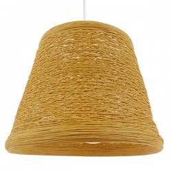 GloboStar® PLAYROOM 01332 Vintage Κρεμαστό Φωτιστικό Οροφής Μονόφωτο 1 x E27 Μπεζ Ξύλινο Ψάθινο Rattan Φ32 x Υ27cm