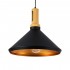 GloboStar® CALYPSO 01334-A Μοντέρνο Κρεμαστό Φωτιστικό Οροφής Μονόφωτο 1 x E27 Μαύρο - Χρυσό Μεταλλικό με Ξύλινη Βάση Καμπάνα Φ36 x Υ30cm
