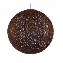 GloboStar® OCEANA 01358 Vintage Κρεμαστό Φωτιστικό Οροφής Μονόφωτο 1 x E27 Καφέ Ξύλινο Ψάθινο Rattan Φ40 x Υ40cm