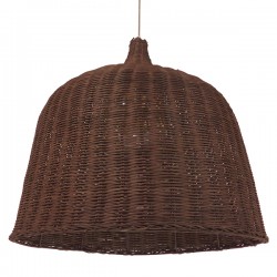 GloboStar® BAHAMAS 01369 Vintage Κρεμαστό Φωτιστικό Οροφής Μονόφωτο 1 x E27 Καφέ Σκούρο Ξύλινο Ψάθινο Μπαμπού Φ60 x Υ60cm