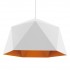 GloboStar® HEXAGON 01378 Μοντέρνο Κρεμαστό Φωτιστικό Οροφής Μονόφωτο Λευκό Χρυσό Μεταλλικό Καμπάνα Φ46 x Υ25cm