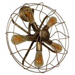 GloboStar® FAN 01381 Vintage Industrial Φωτιστικό Τοίχου Απλίκα Πολύφωτο Καφέ Σκουριά Μεταλλικό Πλέγμα Φ46 x Μ22 x Π46 x Υ46cm