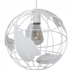 GloboStar® EARTH 30CM 01382 Vintage Industrial Κρεμαστό Φωτιστικό Οροφής Μονόφωτο 1 x E27 Λευκό Μεταλλικό Πλέγμα Φ30 x Υ30cm