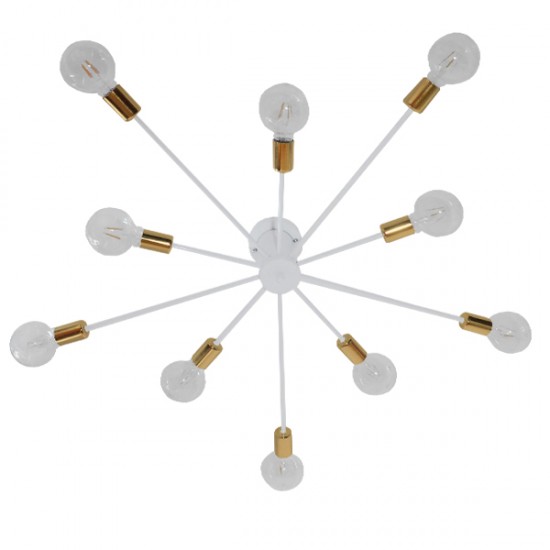 GloboStar® OLINDA 01383 Μοντέρνο Industrial Φωτιστικό Οροφής Πολύφωτο Λευκό Μεταλλικό Φ95 x Y17cm